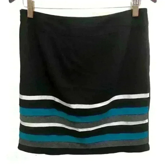 White  House Black Market Layered Striped Pencil Mini Skirt Casual Career - Picture 2 of 9